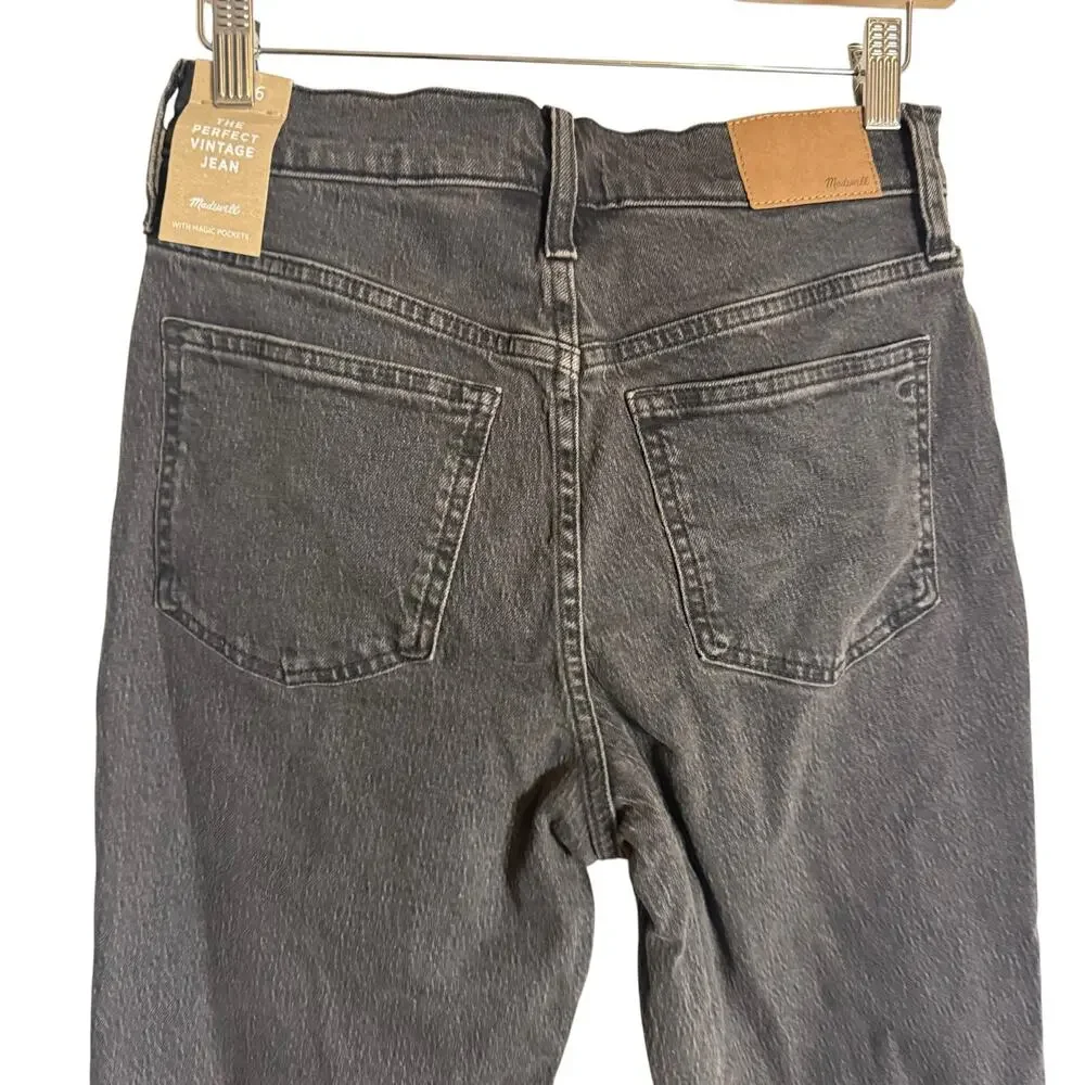 Madewell Perfect Vintage High Rise Tapered 90s Lunar Black Denim Jeans Size 26 - Picture 9 of 14